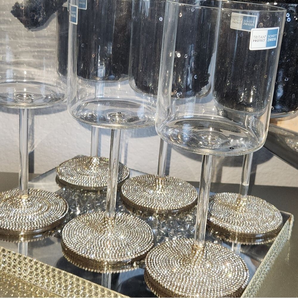 Hand Bedazzled German Schott Zwiesel White Wine Glass 13.5oz Modo Set -8
